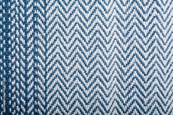 Obraz Handmade fabric with blue striped texture. Clothes background
