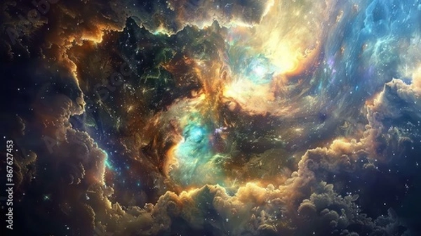 Fototapeta A mysterious, glowing cosmic echo in the universe., image of galaxy universe space beautiful like magic in dream.