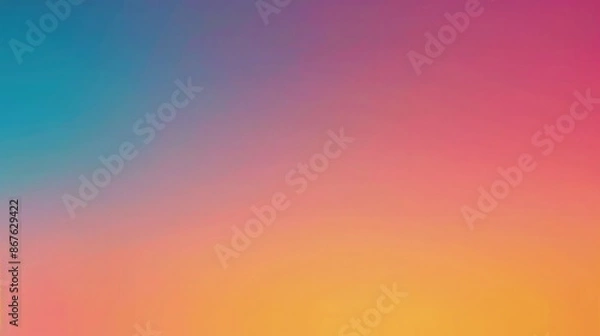 Fototapeta A smooth gradient background transitioning from cyan to magenta to orange, with a grainy, blurred effect and fine noise for a dreamy and modern banner.