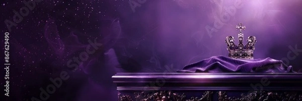 Obraz Design an ad for a royalty or luxury lifestyle brand with a rich, regal purple and black background that exudes luxury and opulence. text could be in a ornate, cursive font to match the royal theme