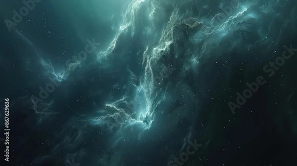 Fototapeta A hidden dark matter cloud, glowing faintly in the depths of space., image of galaxy universe space beautiful like magic in dream.