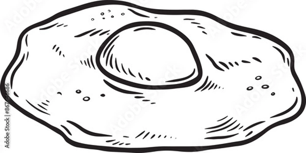 Obraz Fried egg meal line drawing vector illustration.