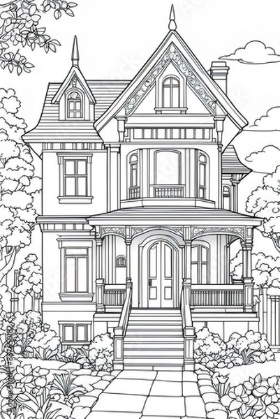 Obraz sketch of house and park