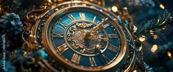 Fototapeta Countdown To Midnight With The Hours Of The Last Moments Before The New Year And The Clock Hands Moving