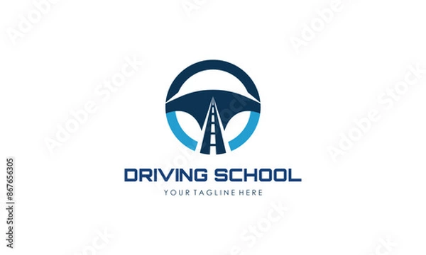 Obraz Driving school logo template. Steering wheel logo