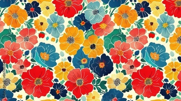 Fototapeta fresh and refined flower pattern, background illustration