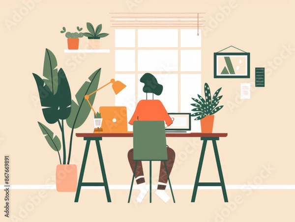 Fototapeta work in home