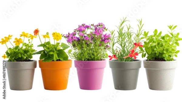 Obraz spring flowers in pots
