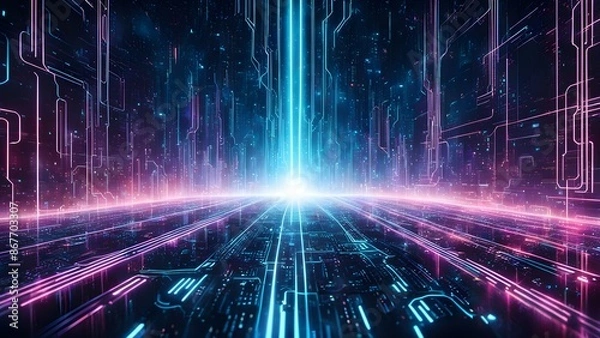 Fototapeta A blue background with many small dots that look like stars