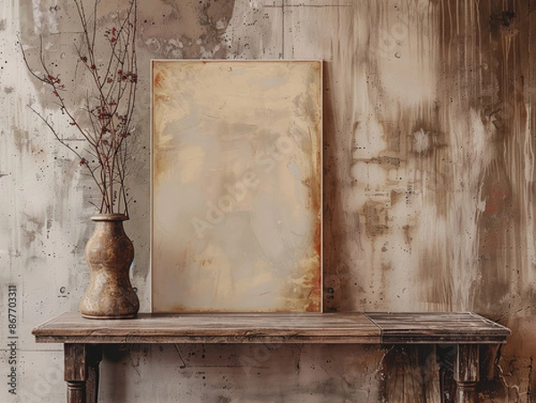 Fototapeta Mockup of paintings in a beautiful interior. In the room there are chairs, vases and additional items to improve life.