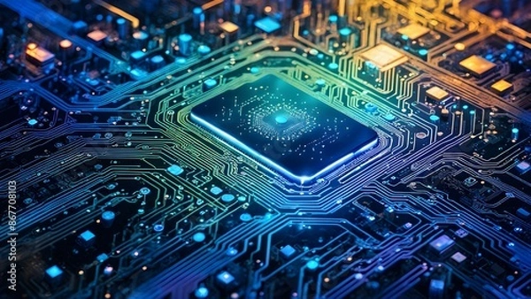 Fototapeta A colorful, abstract image with a rainbow-like pattern