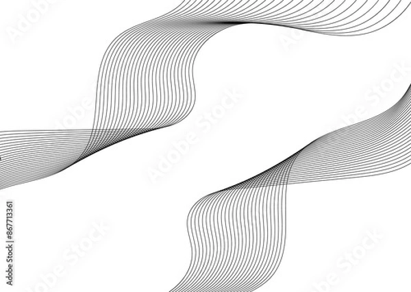 Fototapeta Abstract wave element for design. Digital frequency track equalizer. Stylized line art background. Vector illustration. Wave with lines created using blend tool. Curved wavy line, smooth stripe.