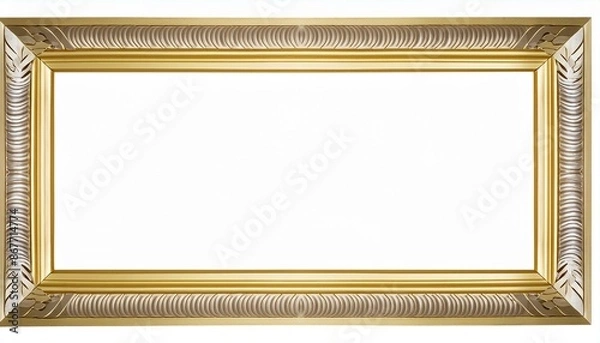 Fototapeta Rectangle subtle gold frame for web presentation horizontal border in oriental style