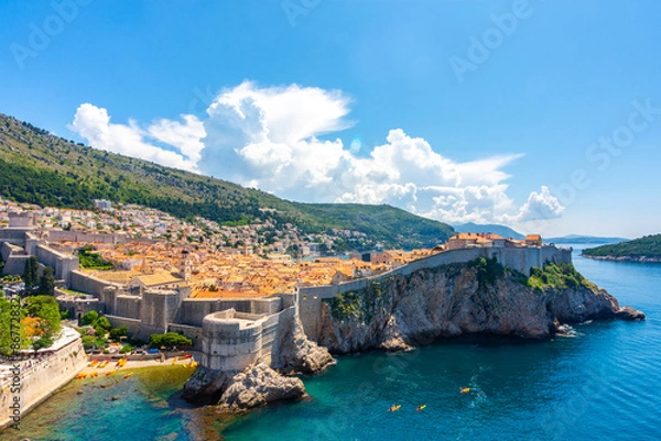 Obraz View of Fort Bokar in city of Dubrovnik. Dubrovnik is a historic city of Croatia in Dalmatia. UNESCO World Heritage Site