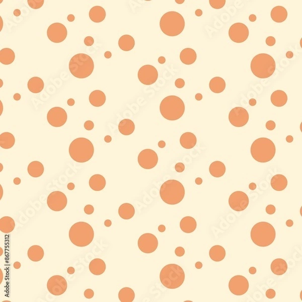 Fototapeta サーモンピンクのかわいいランダム水玉模様