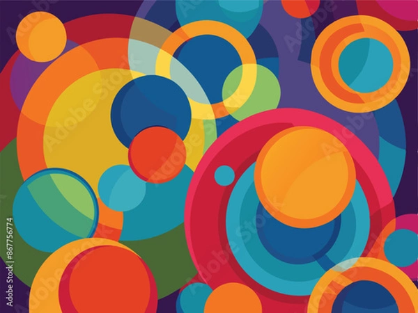 Obraz Background design using overlapping circles of different sizes vector elements 