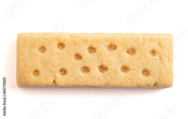Fototapeta Classic Sweet Rectangular Butter Shortbread Isolated on a White Background