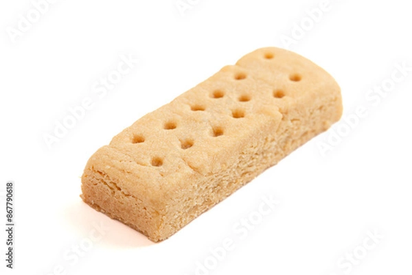 Fototapeta Classic Sweet Rectangular Butter Shortbread Isolated on a White Background