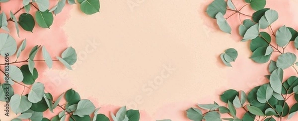 Obraz Pastel Orange Background With Leaves