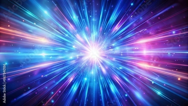 Fototapeta Abstract Blue and Pink Light Rays with Stars