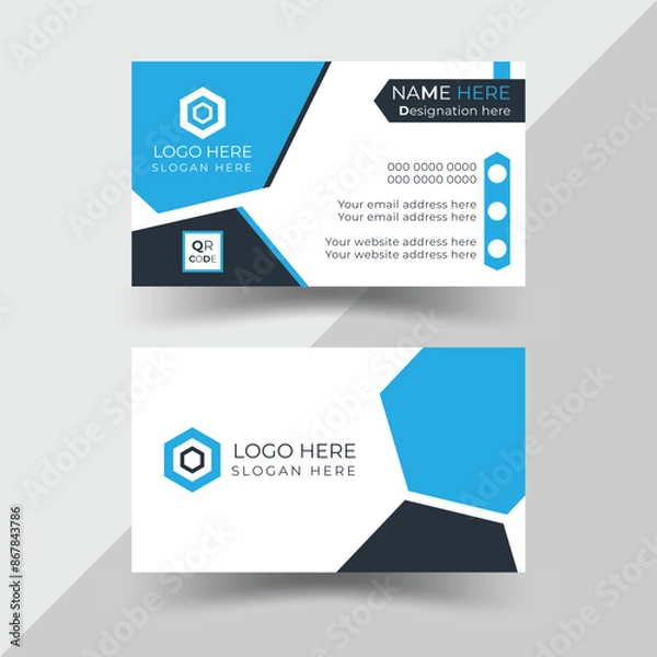 Fototapeta Modern Business Card - Creative and Clean Business Card Template. Double-sided creative business card template.  Horizontal and vertical layout. Vector illustration.