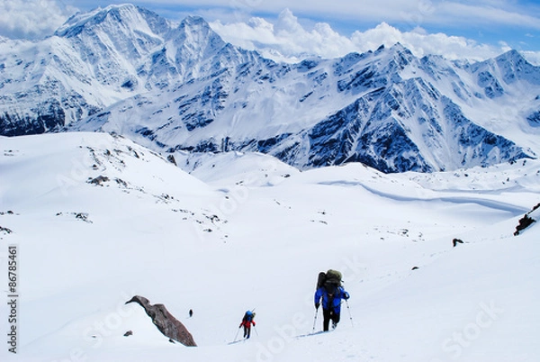 Obraz Hiking in winter mountains