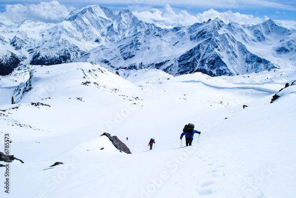 Obraz Hiking in winter mountains