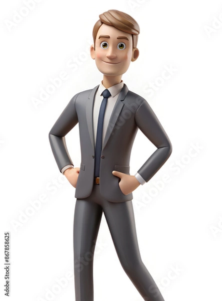 Fototapeta Professional 3D Businessman Mascot in a Suit - Corporate Character for Business Branding and Marketing