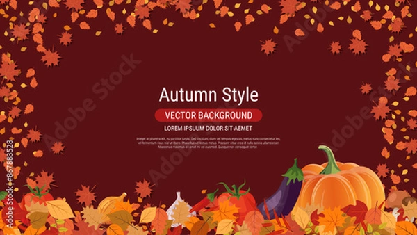 Fototapeta Autumn theme elegant vector background. Design for presentation, website, landing page, wallpaper, flyer, booklet, banner