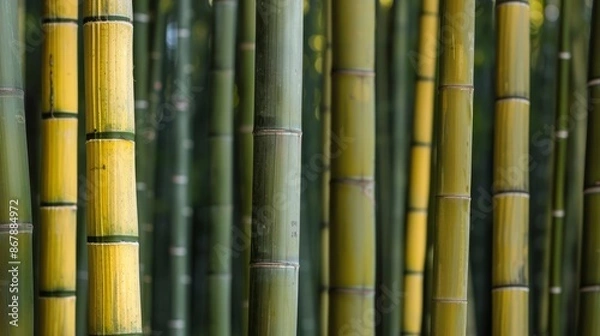 Fototapeta Minimalist bamboo forest, capturing serene order, in a style blending documentary, editorial, and magazine photography