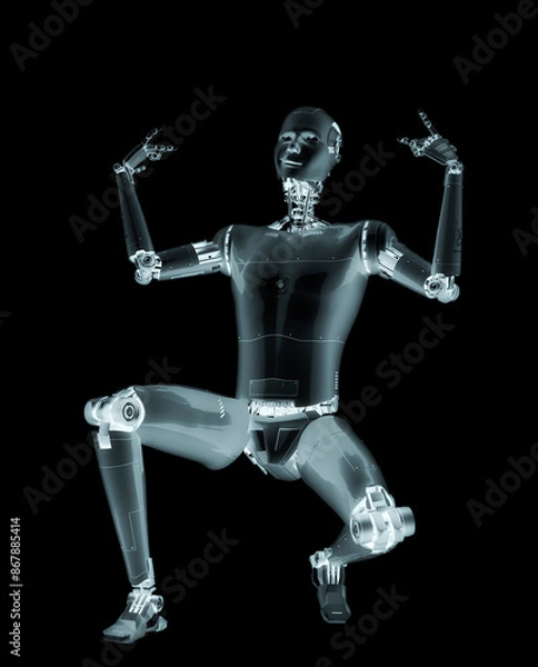 Fototapeta almost human cyberman is doing a gangster hiphop pose