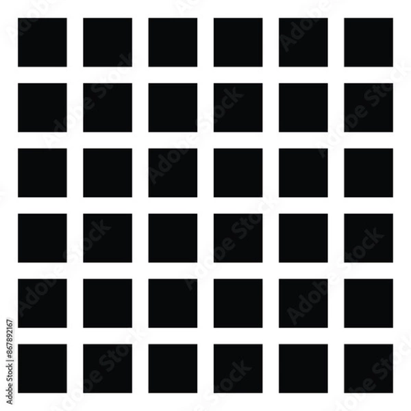 Fototapeta Black-filled, stroke-free square divided into a 6x6 grid. 