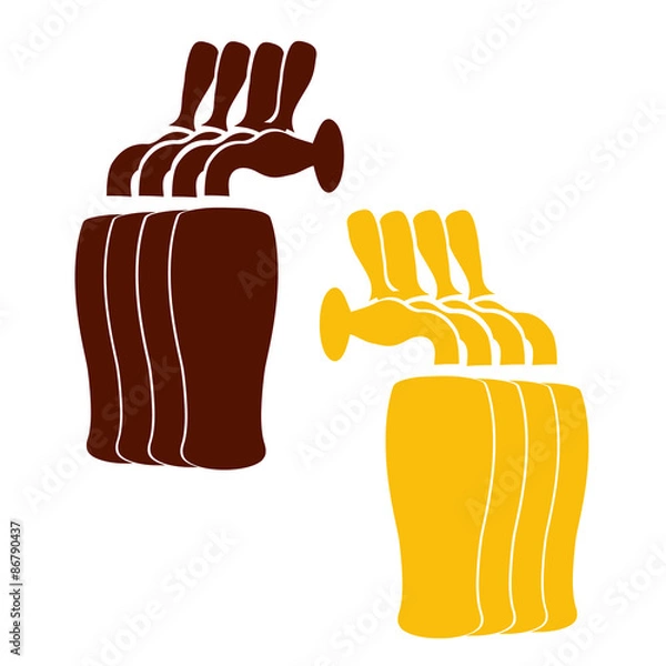 Obraz Vector silhouette beer faucets with glasses in colors