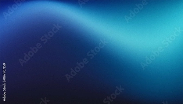 Fototapeta Dark blue grainy gradient background, blurry colors wave pattern with noise texture, wide banner size