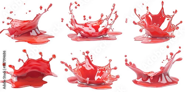 Obraz PNG Red Paint Splash on Transparent Background - AI Generated