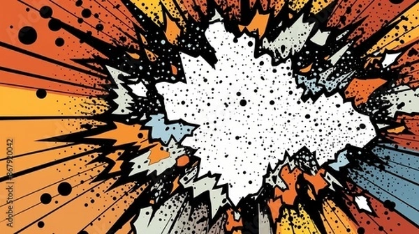 Fototapeta Exploding with a pop art comic book panel, bold outlines,