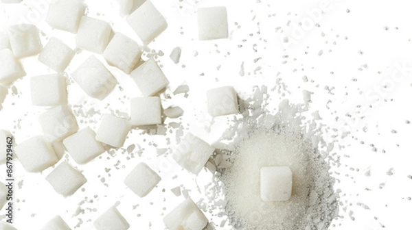 Obraz Sugar cubes on transparent background