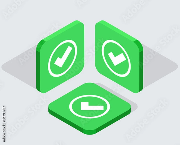 Obraz Vector modern 3 isometric app icons 