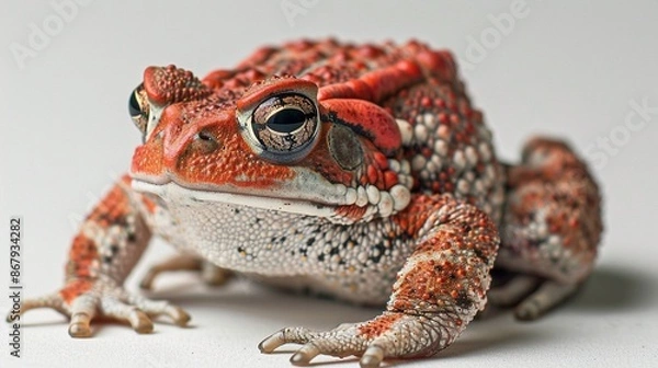 Obraz White backdrop featuring a red toad.