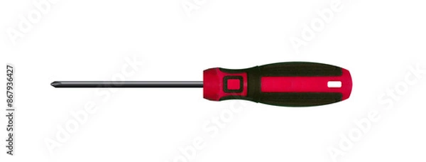 Fototapeta Side view of a large cross-head screwdriver - on isolated transparent background.