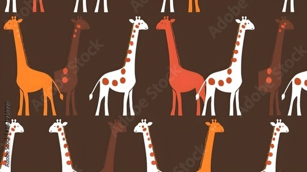 Fototapeta Seamless colorful giraffe pattern. Vector image