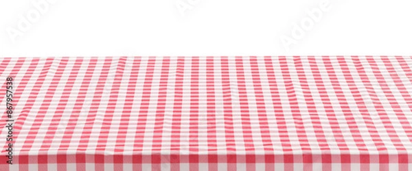 Obraz Picnic tablecloth on table against white background