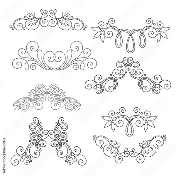 Fototapeta Vector Set of Calligraphic Design Elements and Page Decorations