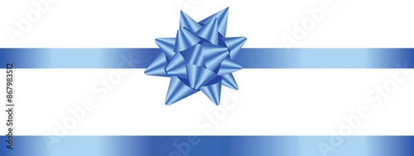 Fototapeta light blue bow gift ribbon straight horizontal border
