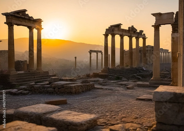 Obraz Ancient temple ruins. Generative AI