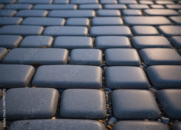 Obraz Dark gray old granite cobblestone background. Generative AI