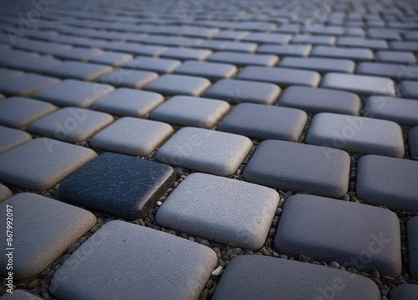 Obraz Dark gray old granite cobblestone background. Generative AI