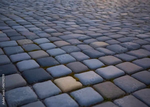 Obraz Dark gray old granite cobblestone background. Generative AI