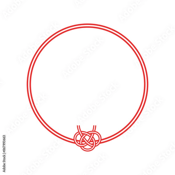 Fototapeta 赤色丸形水引フレーム_あわじ結び(下)_単品