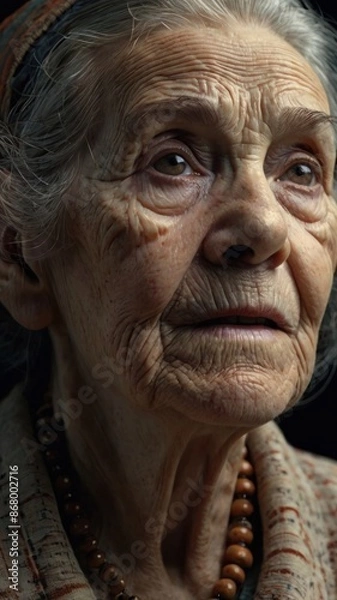 Obraz Wisdom in Every Line: Elderly Woman's Portrait